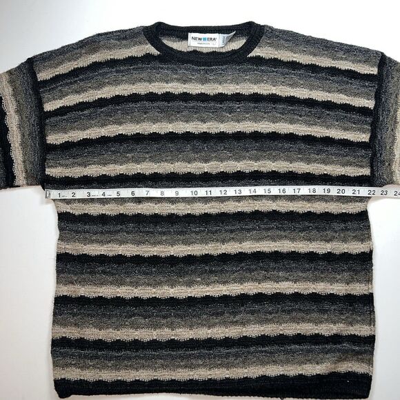 Vintage 90s Sweater New Era Womens Large Stripes Long Sleeve Minimalist Casual - Picture 9 of 10